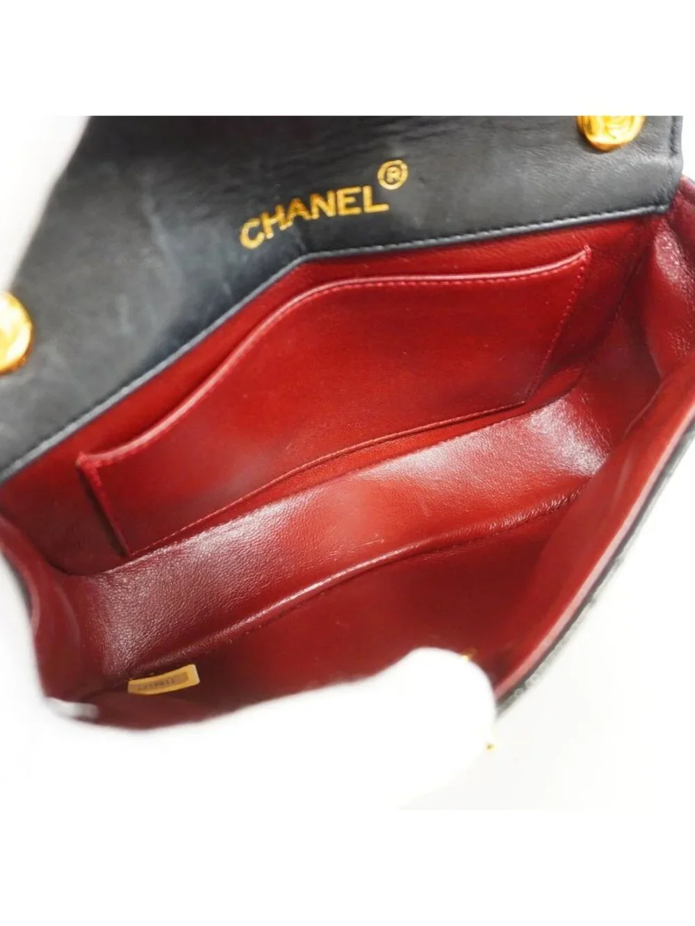 Chanel Shoulder Bag Quilted Lambskin Black Gold